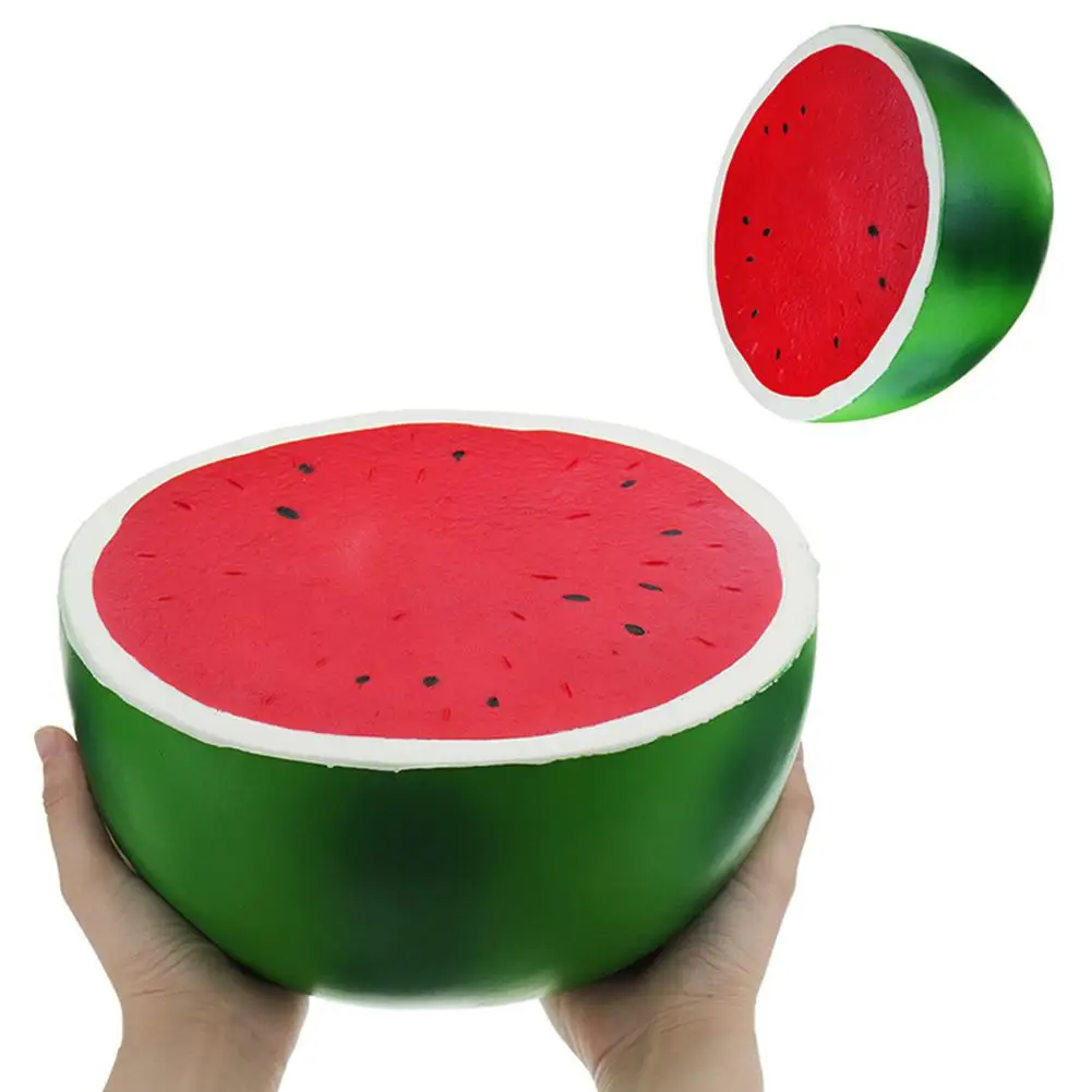 

25cm Super Large Squishy Half Watermelon Shape Slow Rising Toy Children/Adult Fruit Shape Vent Soft PU Squeeze Stress Relieve Toy
