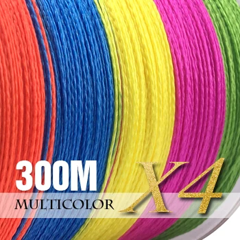 SIECHI Fishing Braid 300M 4 Strands Multifilament Fishing line Carp Fishing 12 15 20 30 38 43 52 62 83lb 300m-Multicolour