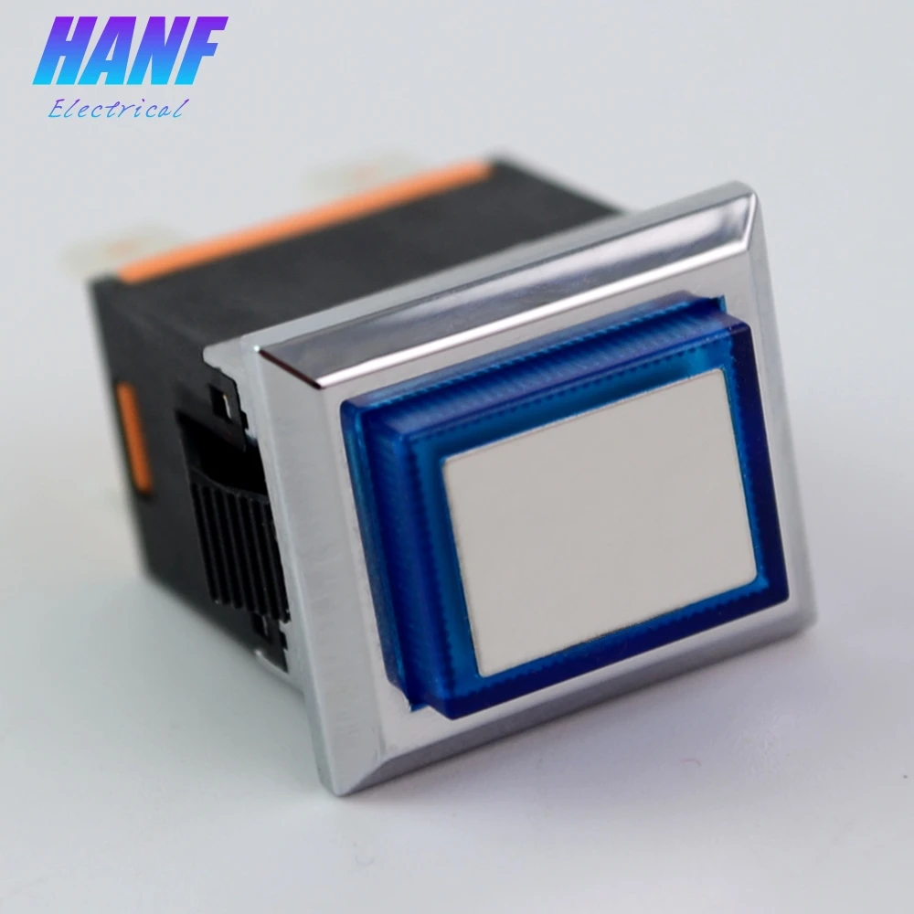 

1pcs Square Push Button Switch with Blue LED Light 4 pins Self-return Plastic Rocker Lamp 2NO 15A/250V High Quality
