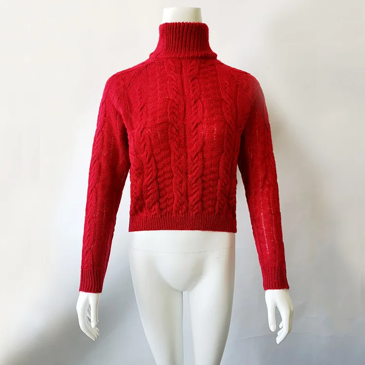 Danjeaner 2018 Retro Twisted Turtleneck Sweater Autumn Winter Women Plus Size Thick Long Sleeve Short Pullovers Solid Slim Coats