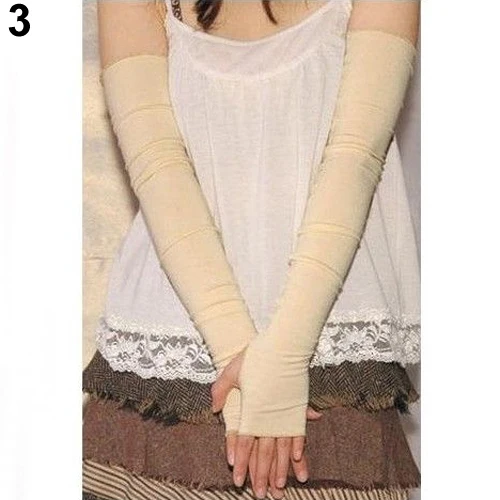 Женские хлопчатобумажные перчатки для рук с защитой от ультрафиолета, теплые длинные перчатки без пальцев, розничная/ 54VJ