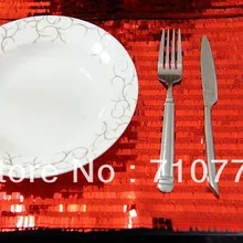 4 шт. 36x26 см красный/Серебряный блестки настольные коврики салфетки Домашняя вечеринка, праздник украшения