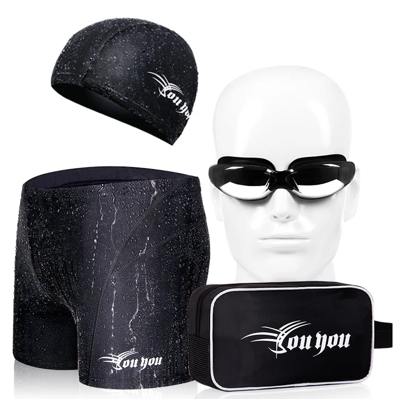 Профессиональные очки для плавания для женщин и мужчин HD анти-туман защита для серфинга плавательные очки водонепроницаемые купальные шапочки Заглушки для ушей, зажим для носа наборы - Цвет: black