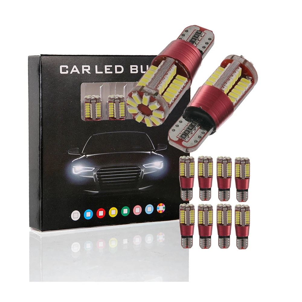 Автомобильная светодиодная лампа T10 3014 57SMD для автомобиля широкая номерного