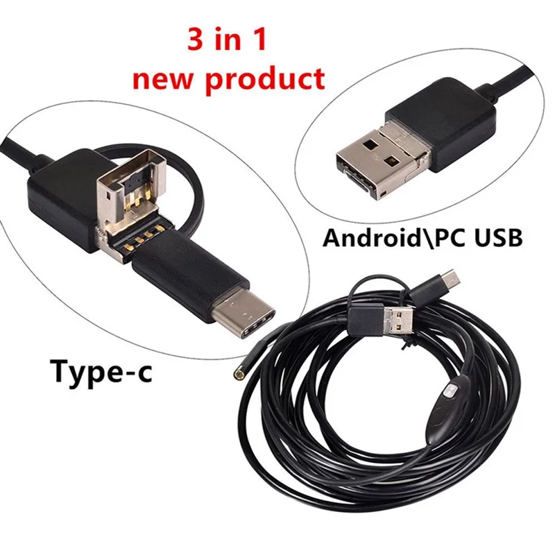 VicTsing 10 м 7 мм эндоскоп камера Wifi Android type-C USB бороскоп HD 6 светодиодный Змеиный фотоаппарат для Mac OS Windows Инструменты для ремонта автомобилей