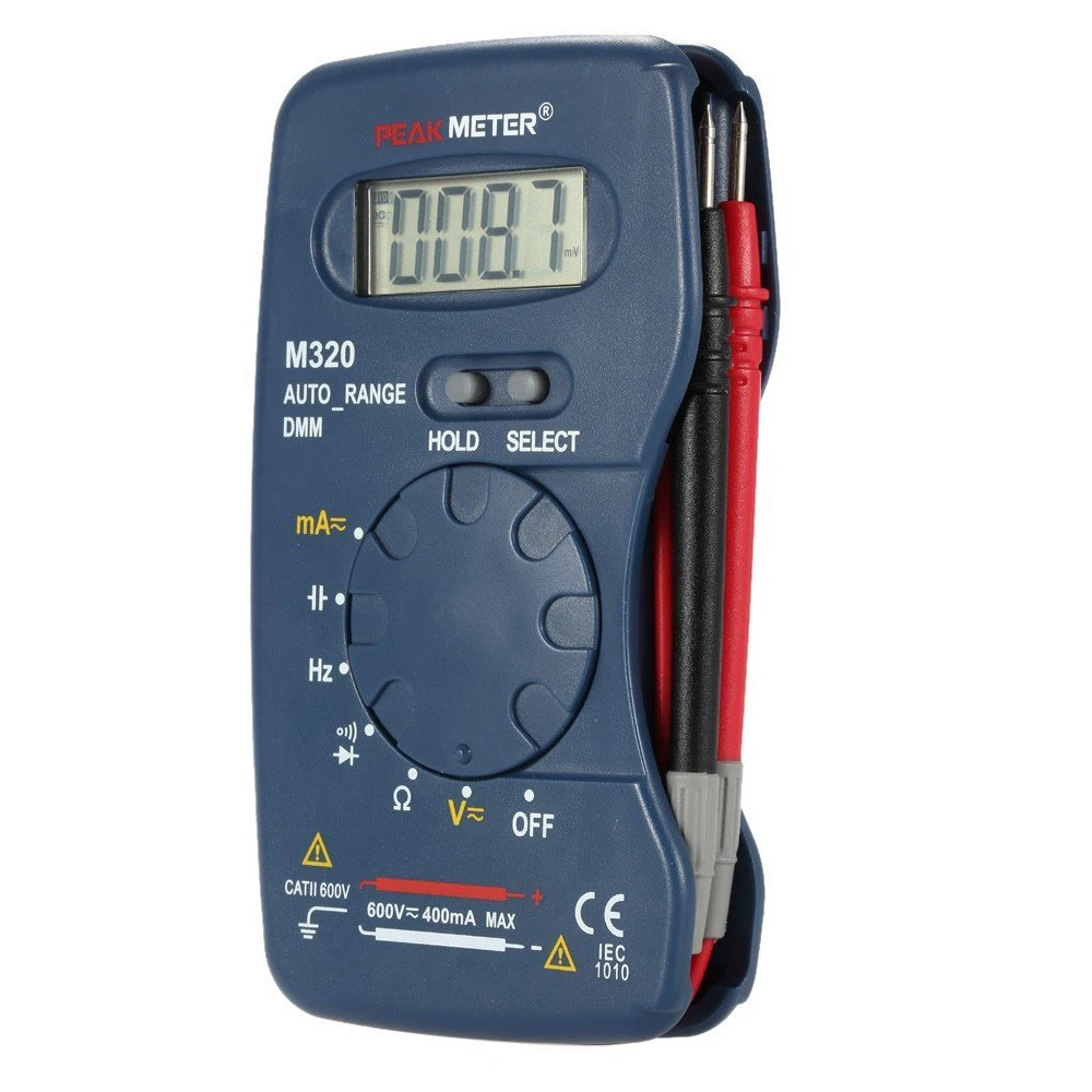 

PEAKMETER M320 Portable Handheld Mini Digital Multimeter AC/DC Voltage Current Resistance Frequency Capacitance Measuring Diod