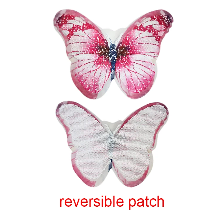 

Popular Butterfly Reversible Change color Shiny Sequins Sew On Fabric Patches DIY For Clothes DIY Stickers Appliques