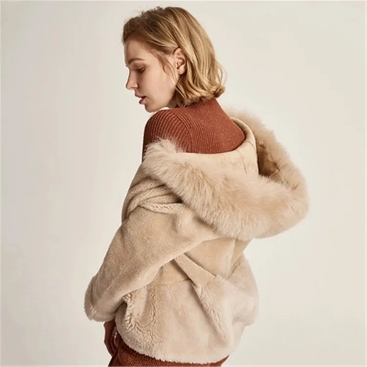  high grade hand made pure wool hooded knit women fashion zipper short cardigan sweater solid color 