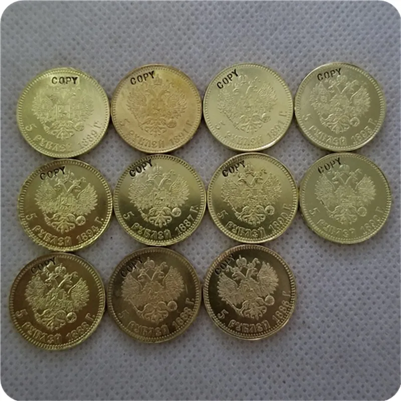 

1886-1894 RUSSIA Alexander III 5 ROUBLES GOLD Copy Coin commemorative coins-replica coins medal coins collectibles