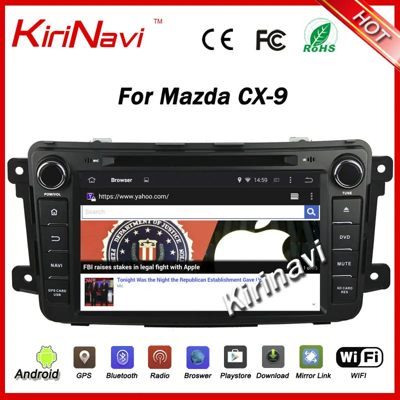 Sale KiriNavi Android 7.1 car multimedia system for mazda cx9 cx-9 2007-2015 car radio dvd gps navigation stereo WIFI 3G Playstore 2