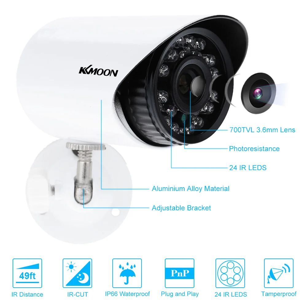 KKMOON 16CH HDMI 960H DVR 16 шт. 700TVL IR Водонепроницаемая наружная CCTV камера безопасности домашняя система безопасности комплекты видеонаблюдения