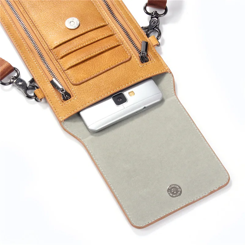 CHEZVOUS 4 Colors PU Leather 2 Zipper Phone Bag Vintage Women Shoulder Bags Crossbody Bags for Women for iPhone Samsung Huawei iphone 8 phone cases More Apple Devices