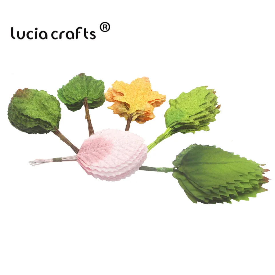 Lucia crafts, 24 шт./72 шт., искусственные листья, цветы, сделай сам, для дома, вечерние, венки, Свадебный декор, скрапбукинг, ремесло, искусственный цветок A0706