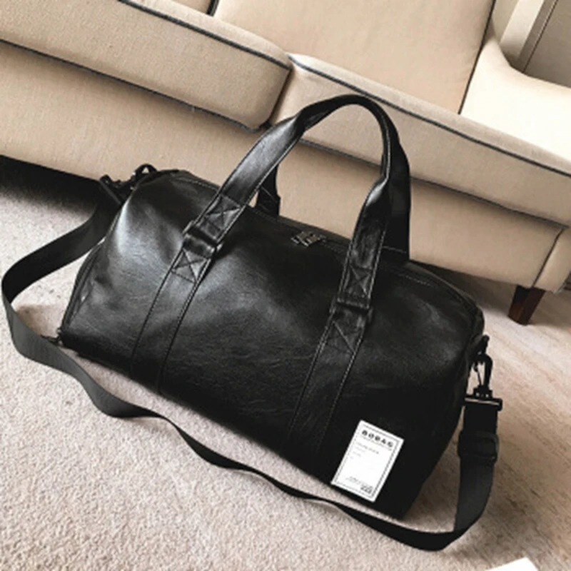 Gym Bag Leather Sports Bags Big MenTraining Tas for Shoes Lady Fitness Yoga Travel Luggage Shoulder Black Sac De Sport XA512WD (17)