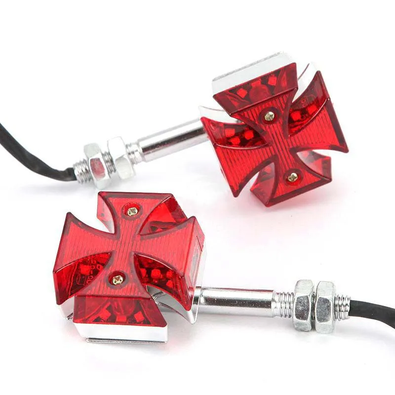 

Red Maltese Cross Turn Signals Indicators For Honda Yamaha Suzuki Kawasaki