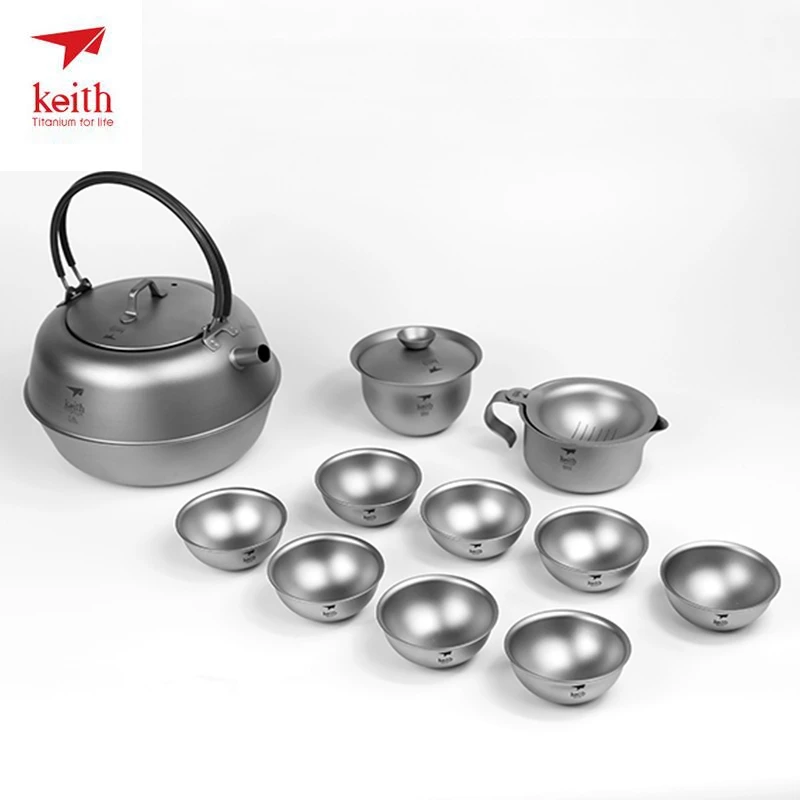 

Keith Titanium Heat-resistant Double Wall Tea Cups Cooking Tea Kettle for Coffee Water Outdoor Camping Drinkware Tools Ti3930