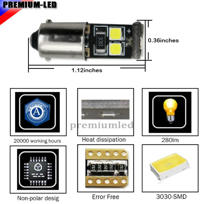 CAN bus без ошибок 7 SMD BA9S 1891 641 BA9 T4W H6W светодиодный сменный фонарь для