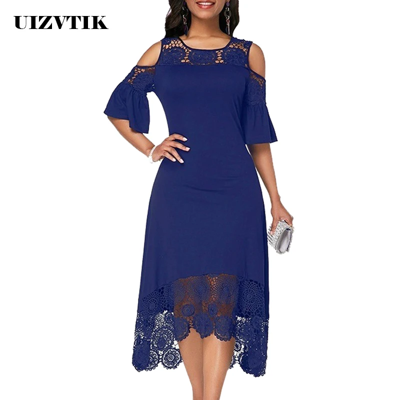 

Summer Dress Women 2019 Casual Plus Size Embroidery White Lace Maxi Dresses Elegant Vintage Sexy Off Shoulder Long Party Dress