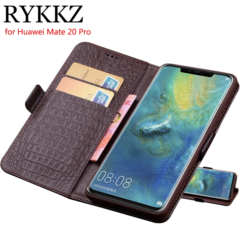 Чехол RYKKZ для Huawei Mate 20 Pro Роскошный кошелек чехол из натуральной кожи подставка