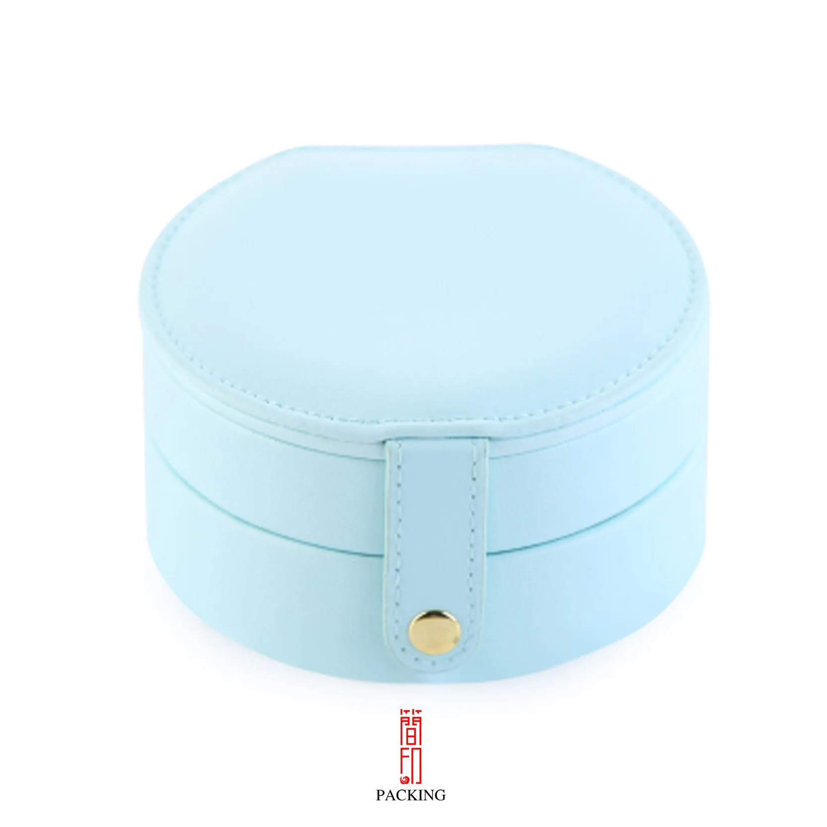 Креативная двухслойная круглая коробка для хранения ювелирных изделий, косметический Органайзер, коробка для макияжа, кольцо, серьги, ожерелье, контейнер, шкатулка, чехол - Цвет: Light blue