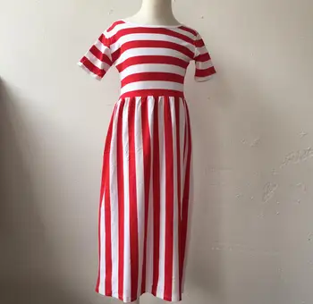 

baby wear clothes fat women wear xxx large dress red Vertical Stripe Long Maxi Dresses Casual family matching clothing