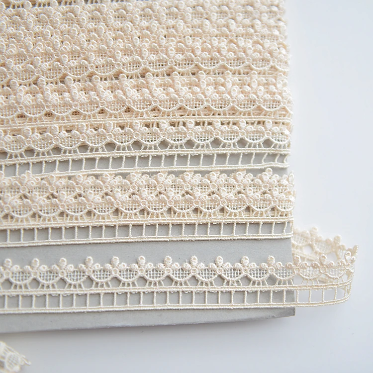 15 meter/lot 2cm 0.78" width beige fabric embroidery tapes lace trim
