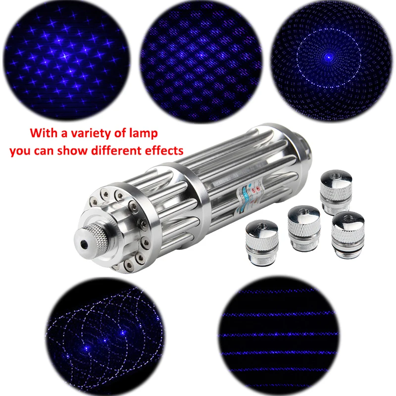 Синий лазер 450нм указка Мобильная Лазерная ручка перезаряжаемая батарея светильник регулируемый фокус с 5 звездами колпачки и коробка 3-0029