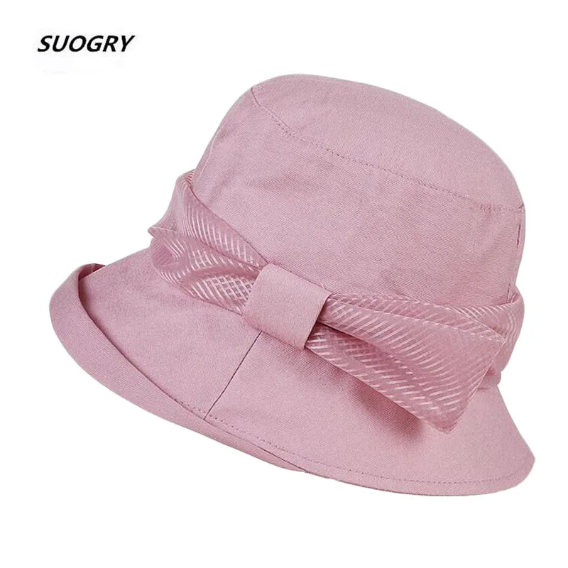 

SUOGRY New Spring Summer Hats For Women Bucket Hat Ribbon Bow Sun Hat Female Fishing Hat Fisherman Cap Panama Bone