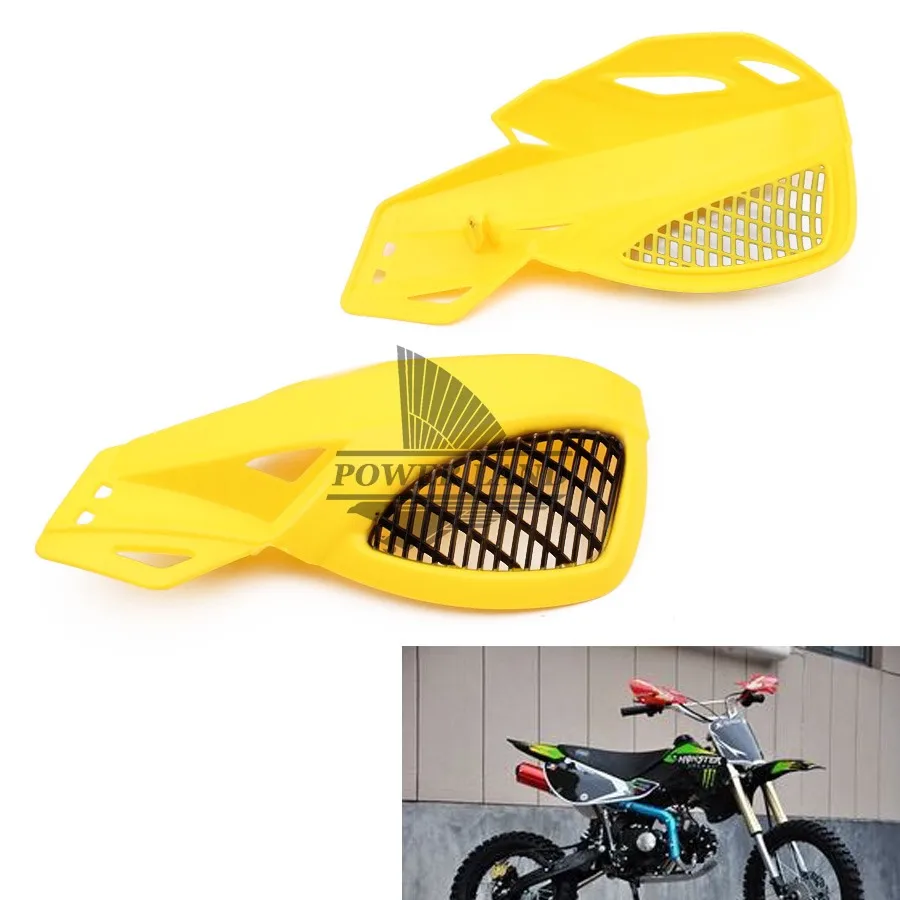 Universal Motorcycle Brush Yellow Grid Bar Hand Guards Handguard