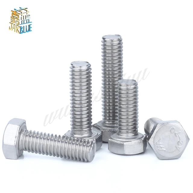 Stainless Steel Rod 5pcs/lot M10x1.0 Fine Thread Hex Bolt Din933 M10 Pitch 1.0mm Length 12/16/20