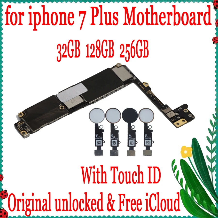 

for iphone 7 plus Motherboard 100% Original unlocked Mainboard With/Without Touch ID, Clean iCloud, black white gold pink