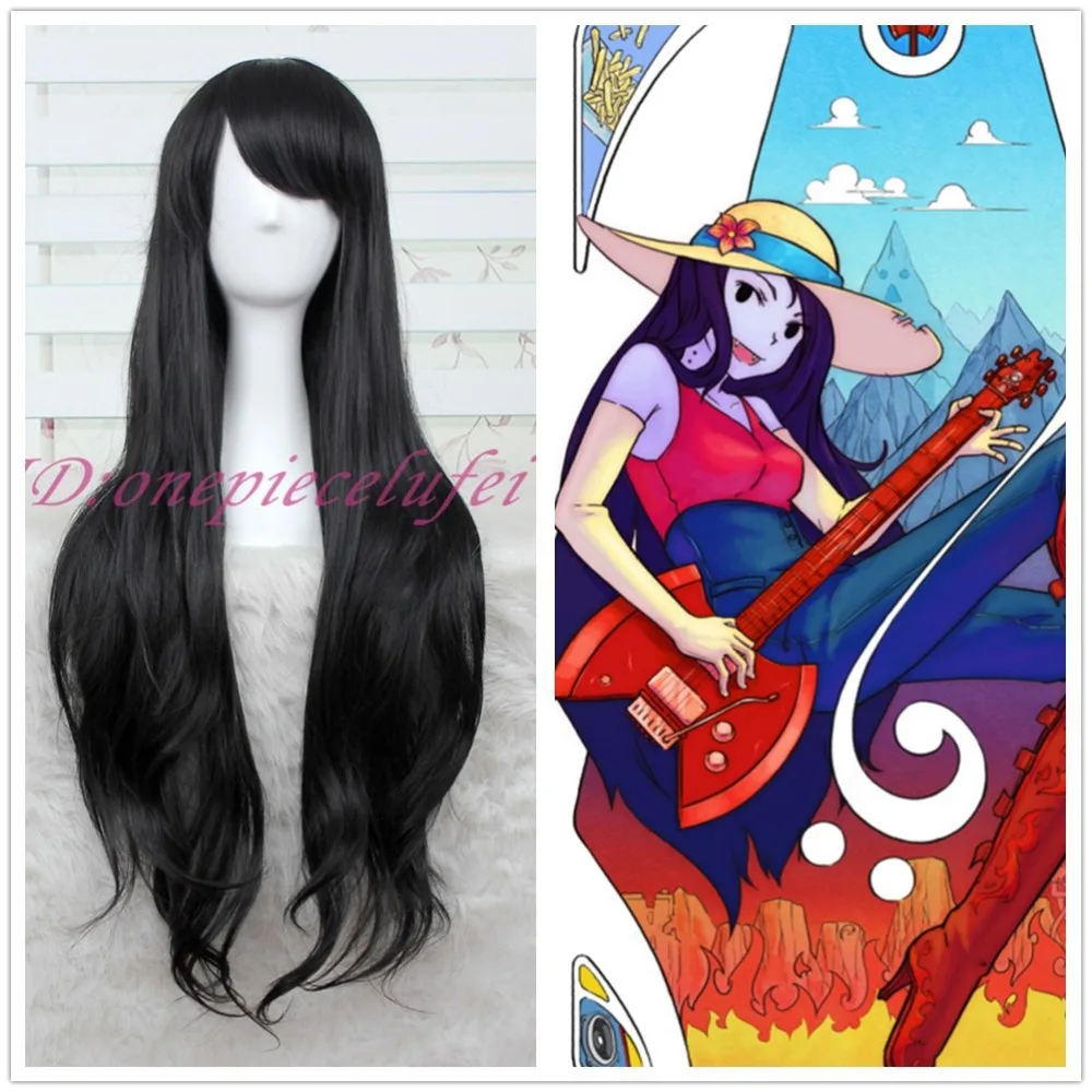Adventure Time Marceline The Vampire Queen Long Black Wavy Curly Cosplay Wig A Wig Cap Wig Base Cap Wig Needlewig Caps For Wig Making Aliexpress