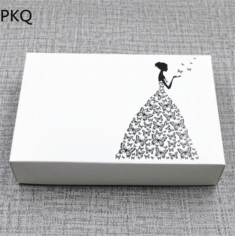 

White paper scarf packaging box Bride Printed paper cardboard box white Covered lid gift packaging box