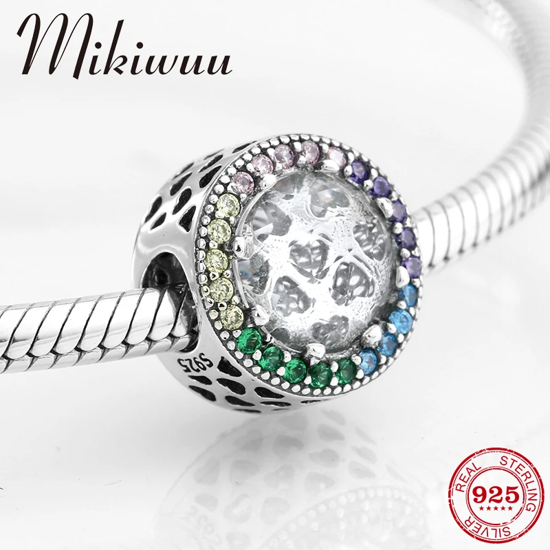 

Fashion 925 Sterling Silver round shape colorful CZ Fine beads Fit Original Pandora Charm Bracelet Jewelry making