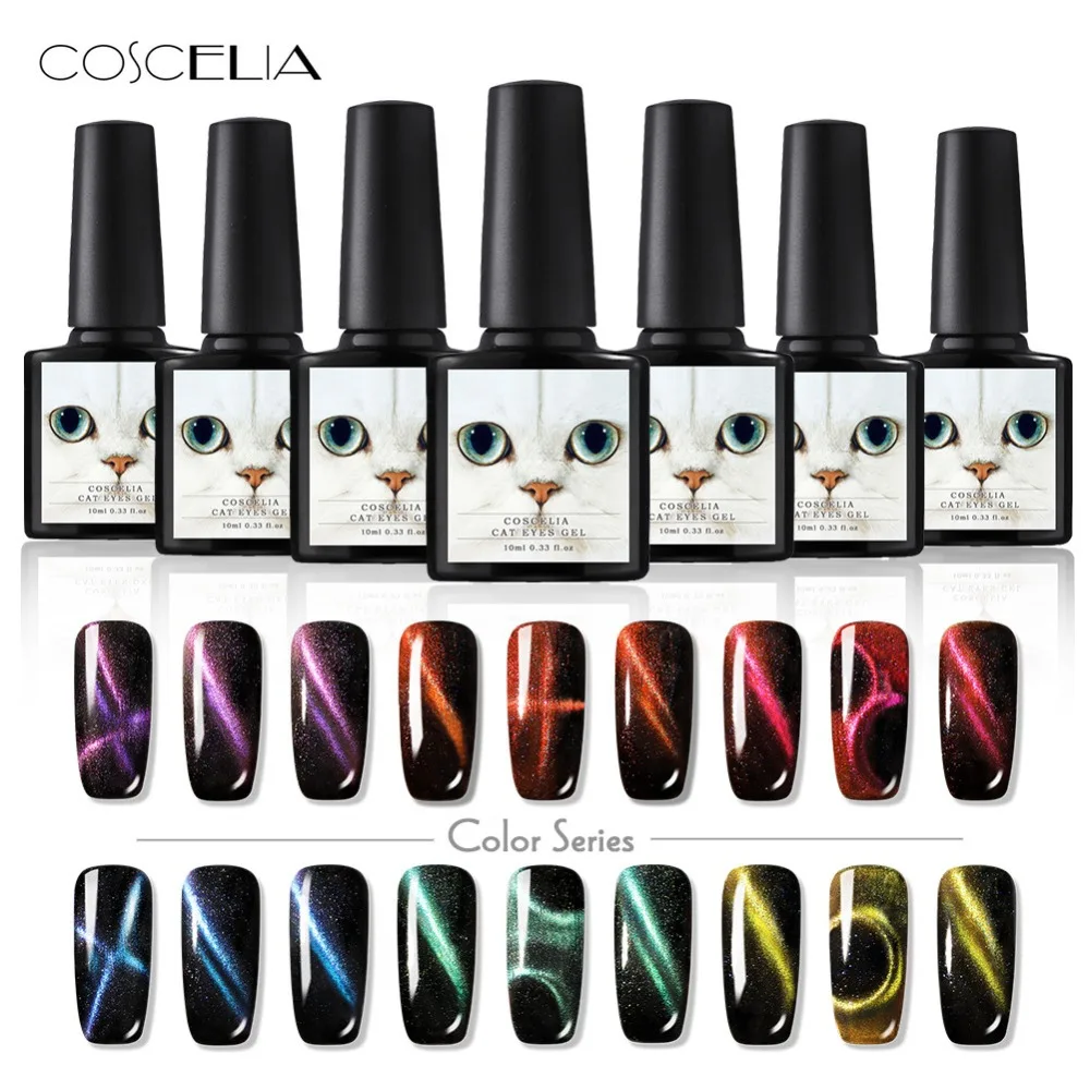 COSCELIA Gel 6 Colors 3D Magnet Magic Cat Eye Gel Nail Polish Varnish Soak Off UV Long-lasting Nails Polishs Gel Lacquer