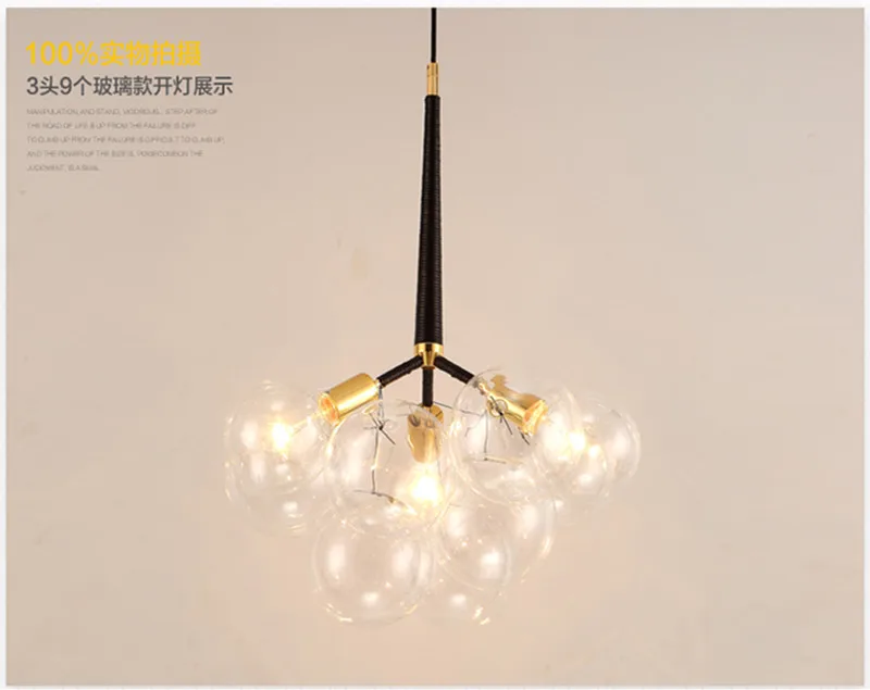 Black Creative Glass Bubble Pendant Lamp-3 bulbs