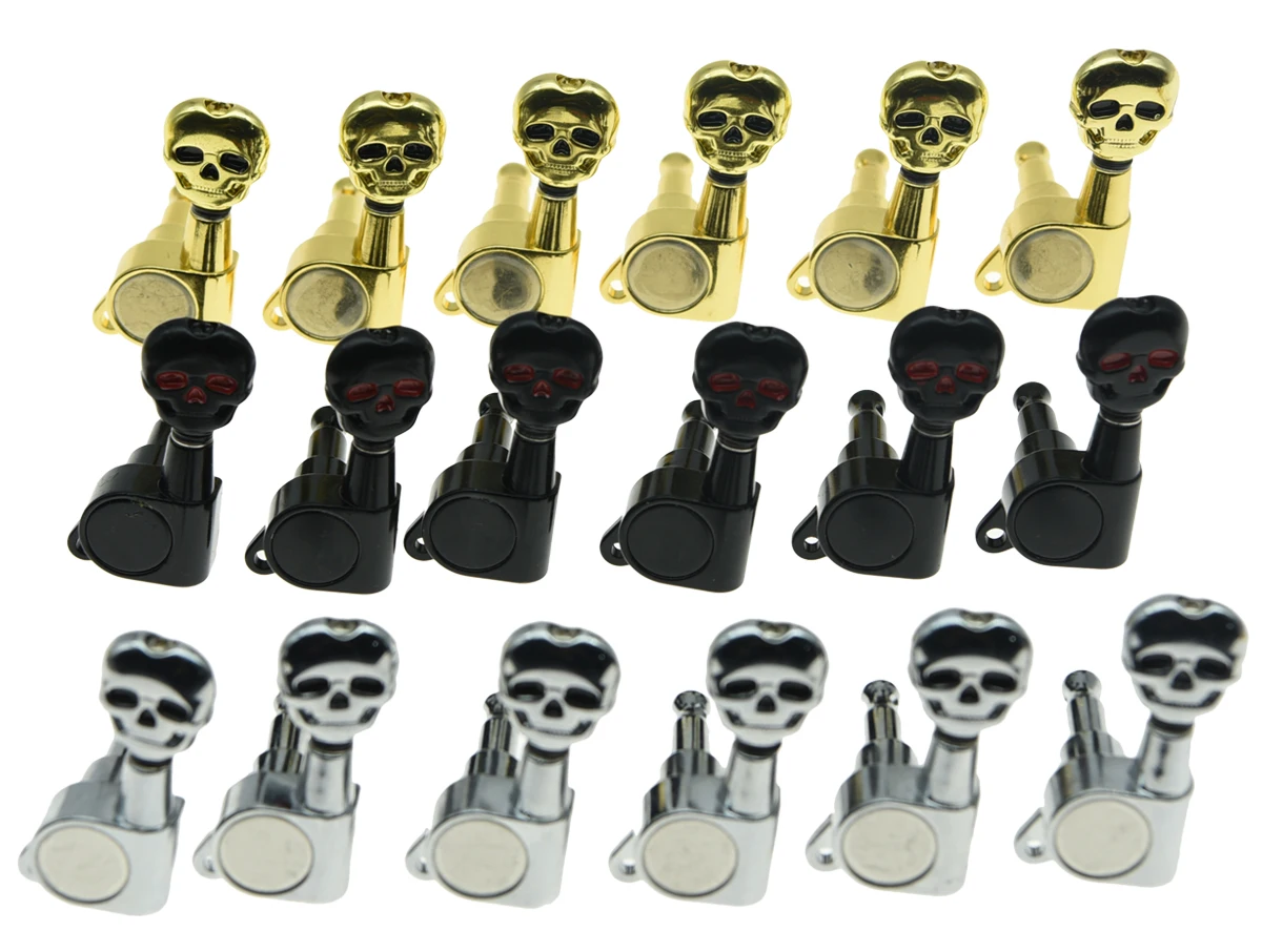 

KAISH 6 Inline 6L Left Handed Sealed Skull Button Guitar Tuners Tuning Keys Pegs Machine Heads for Strat Tele Guitars 3 Colors