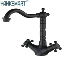 YANKSMART двойные ручки поворотный 360 масло втирают Черный Бронзовый YANKSMART смесители для кухни раковина torneira Смесители Для санузла смесители