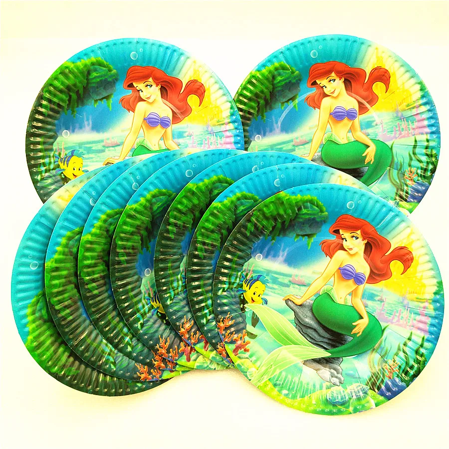 

10PCS Mermaid Party Supplies Paper Plates Tableware Party Decoration Kids Birthday/Festival Party Baby Shower Cake Plates Dishes