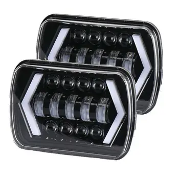 

5X7 6x7 LED Headlight Sealed Beam High/Low Beam with Amber Turn Signal Arrow Halo for Jeep MJ YJ Chevy S10