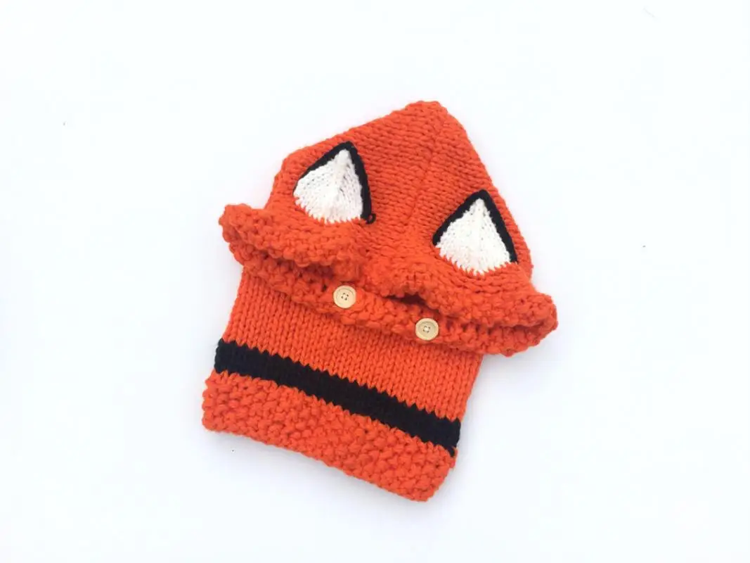 Kids fox hat children's knit wool handmade beanie hat wrap knit bib suit hat new cute scarf caps