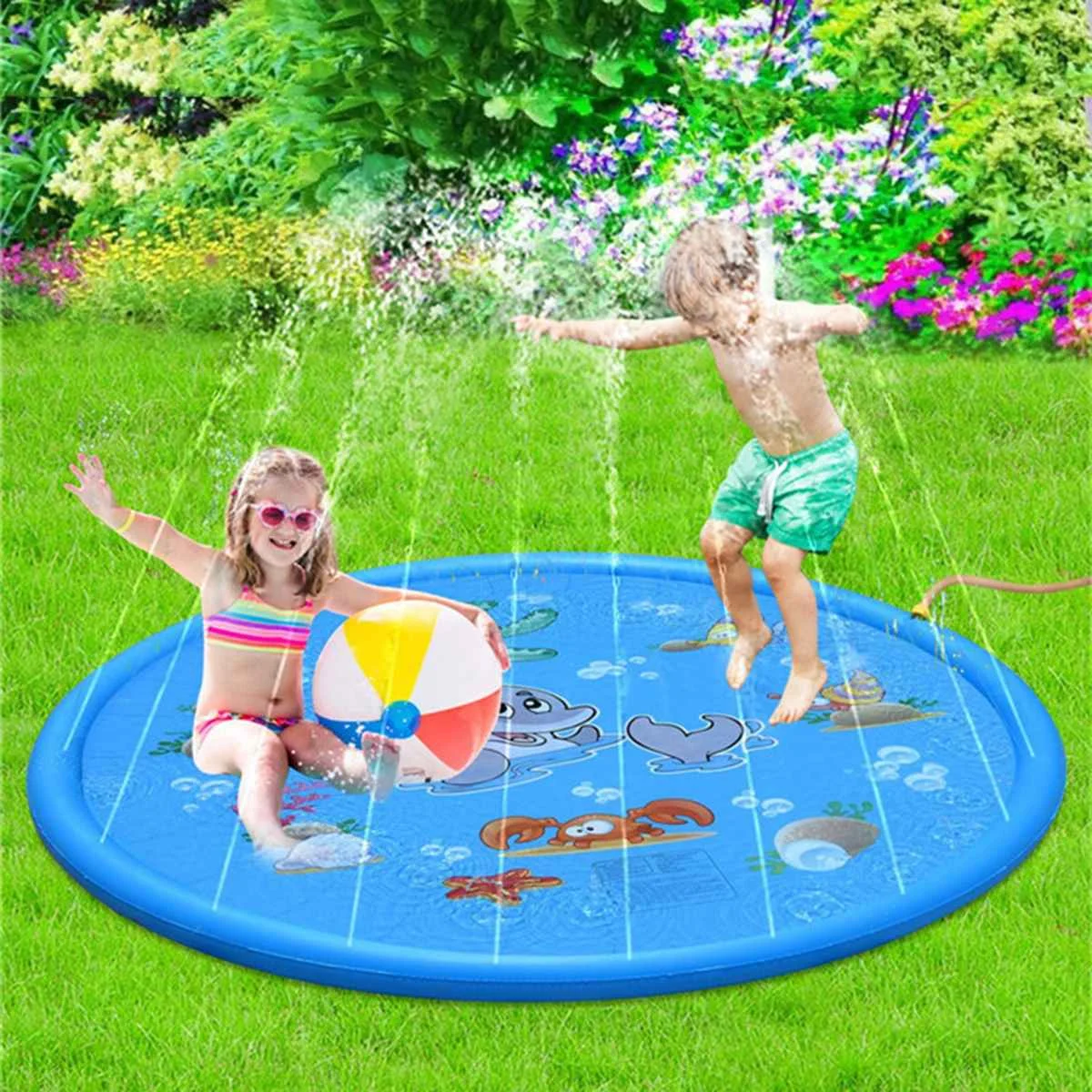 Летний детский надувной круглый водный всплеск, игровой коврик для бассейна, разбрызгиватель, 100 см, для улицы, Забавный ПВХ материал, разноцветный