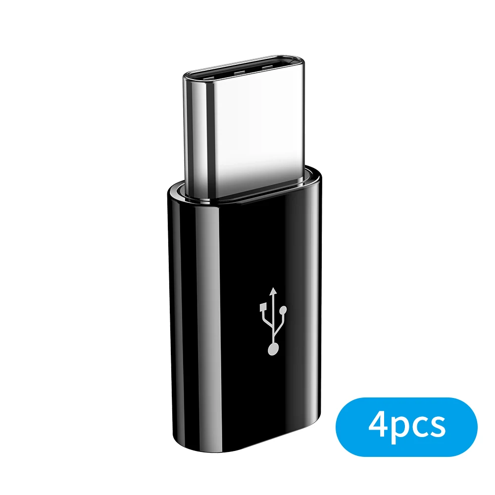 USB raxfly type C OTG адаптер для samsung S10 Micro USB мама к type C папа адаптер синхронизации данных USBC зарядное устройство для Macbook Xiaomi - Цвет: Black 4PCS