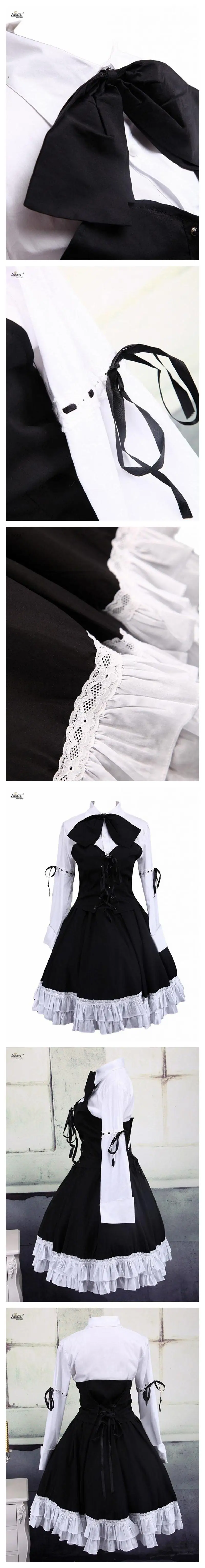 Платье в стиле «Лолита» платье костюмы белая хлопковая одежда с длинным рукавом Лолита Блузка и черная юбка лолита панк милые девушки