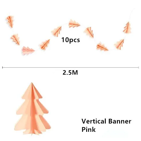 2,5 м Мини-гирлянда с бумажным флагом для рождественской елки, вечерние гирлянды, украшения, баннеры для счастливой рождественской вечеринки, 10 шт - Цвет: Style 1 Pink