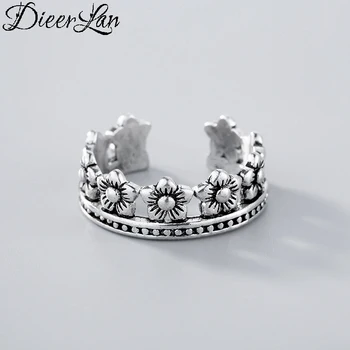 

Summer Style Vintage 925 Sterling Silver Crown Rings for Women Open Antique Finger Rings Anillos Anelli