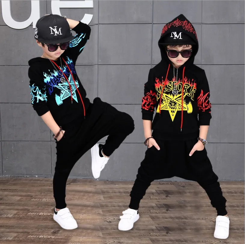 2018 Autumn New Boys Hip Hop Clothing Set Children's Printing Sportwear