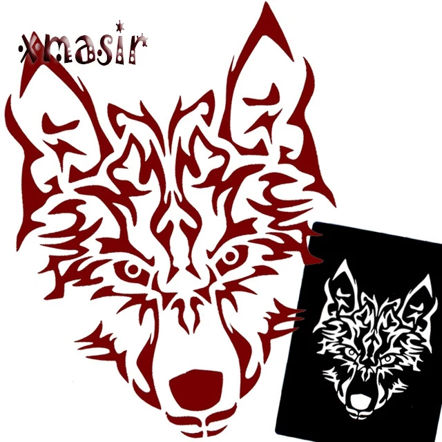 

5Pcs/ Lot Henna Glitter Airbrush Tattoo Stencil for Men Big Size Wolf Tiger Tattoo Stencils For Body Painting Back 21cm * 15cm