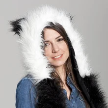 Women Winter Hat Multi-function Animal Artificial Fur Warm Soft Cap Scarf