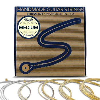 

Stringjoy Handmade Bright Brass Acoustic Guitar Strings, 4 Gauge Available, Made in USA